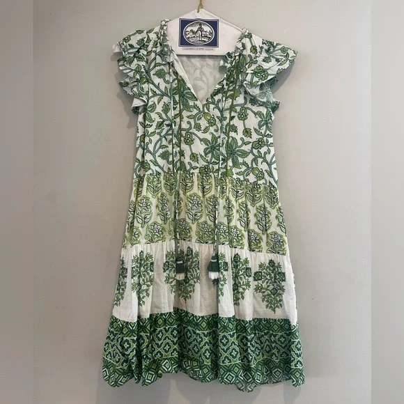 CELINA MOON Green and White Floral Sundress - Picture 1 of 4